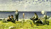 Eugene Jansson badande pojkar oil painting artist